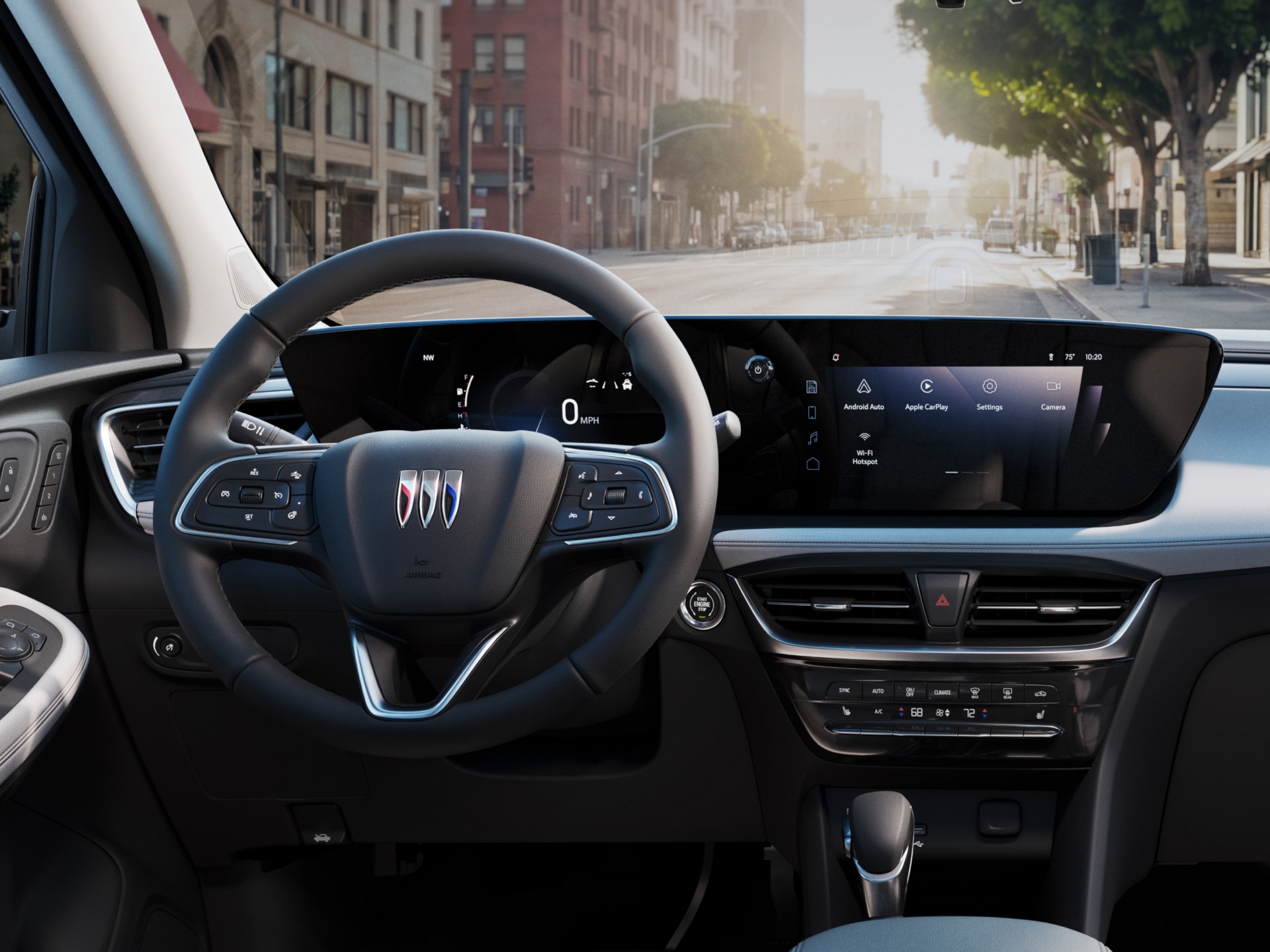 Interior View of the Dashboard and Infotainment System in the Buick Encore GX Small SUV