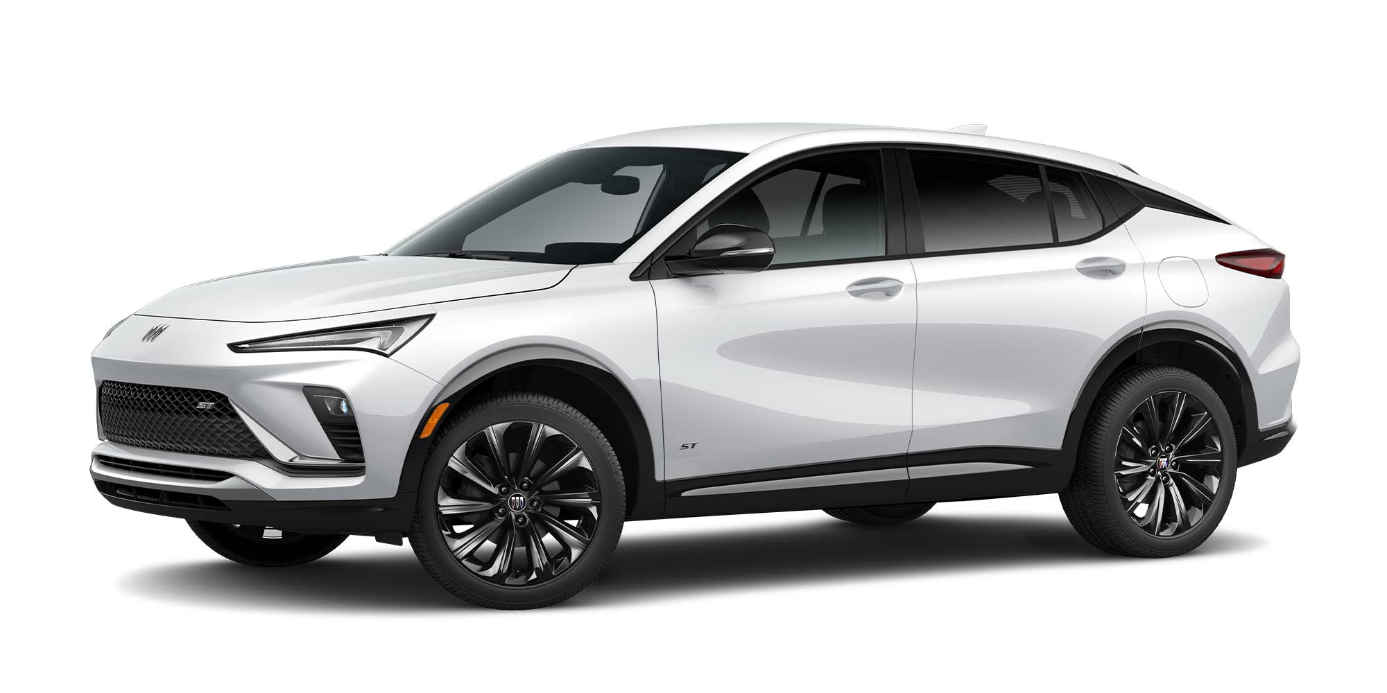 A White Buick Envista Crossover SUV on a Clean White Background Displaying its Sleek Design