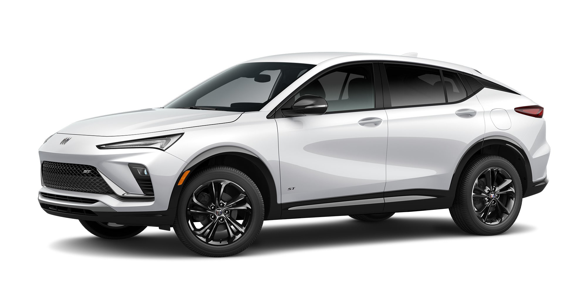 A White Buick Envista Crossover SUV on a Clean White Background Displaying its Sleek Design