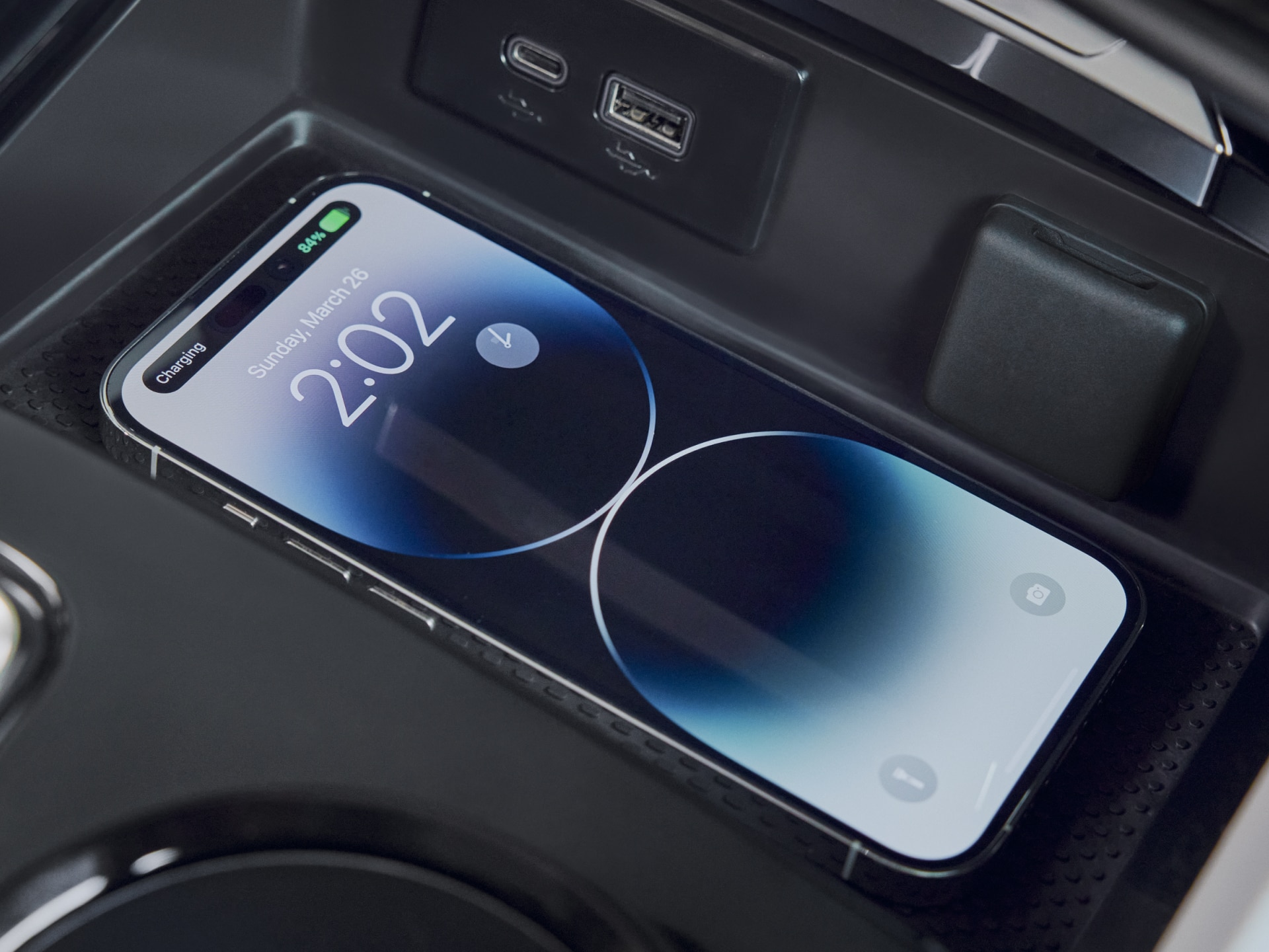 Close-up of a Smartphone Charging on the Buick Built-In Charging Pad