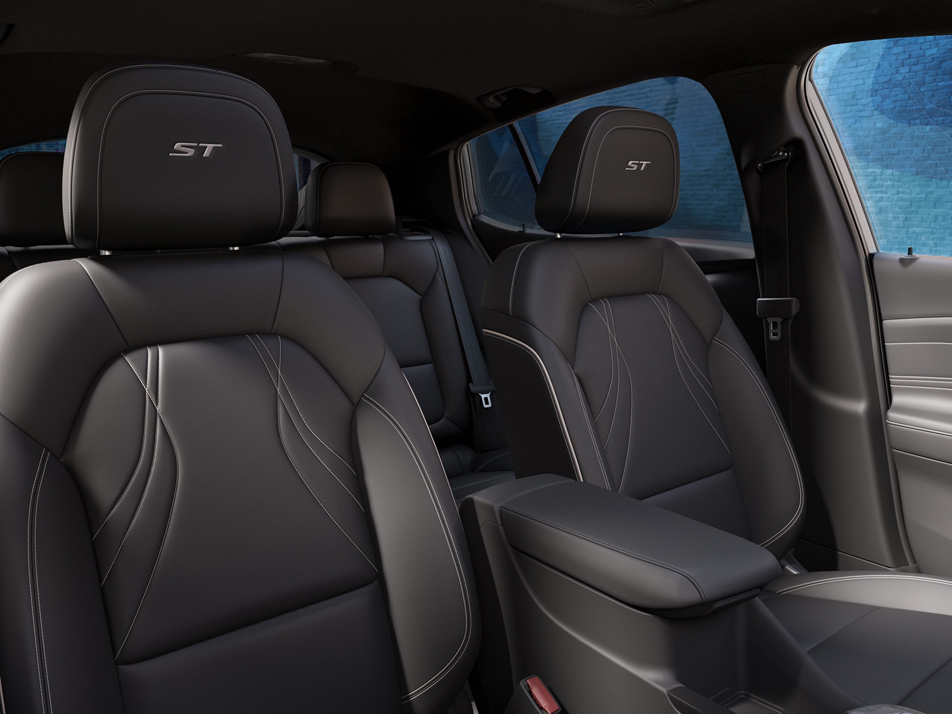 Interior View of the Ebony Seating in the 2026 Envista Sports Touring SUV with ST Stitched in the Headrests