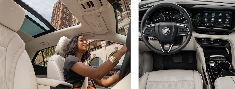 2021 Buick Envision Sunroof Aerial View and Amazon Alexa Touchscreen Shot