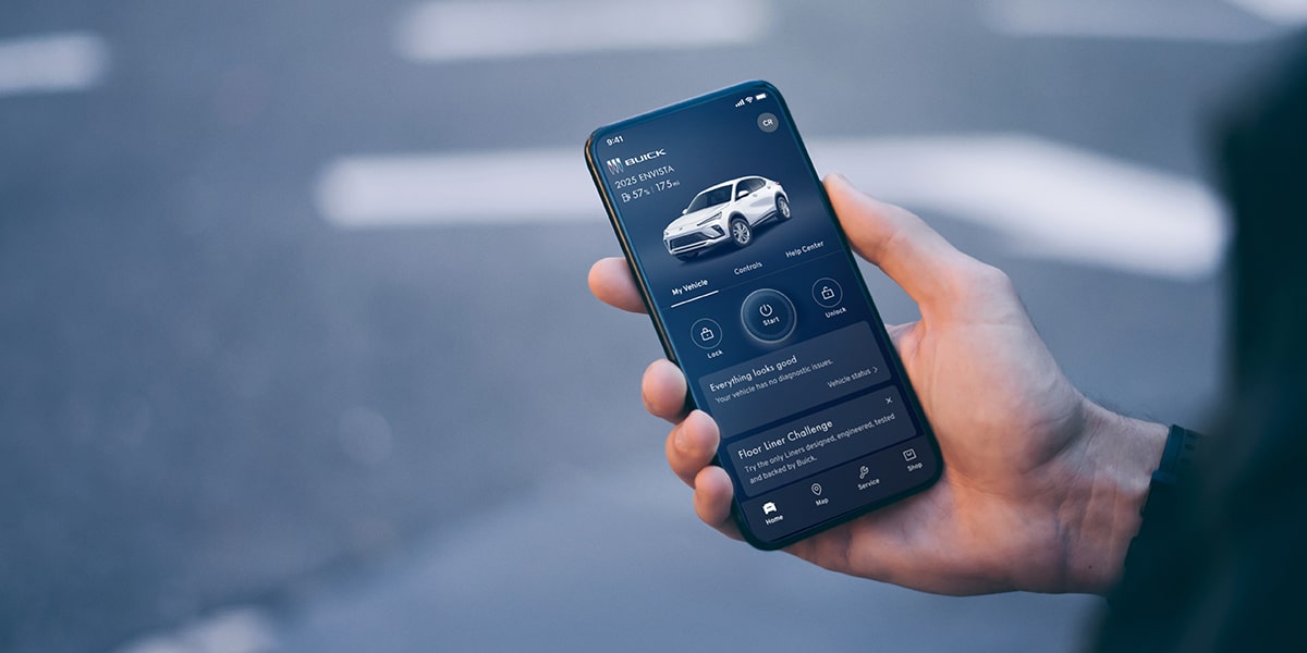 A Customer Using the myBuick Mobile App on a Smartphone