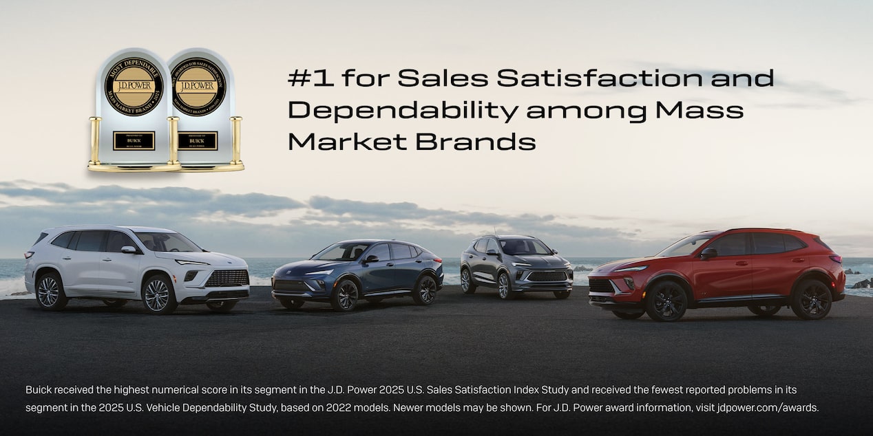 The Buick Lineup with Text Overlay: “The #1 mainstream brand in the automotive industry for dependability