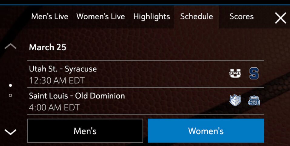 2022 Buick NCAA In-Vehicle App Game Schedule