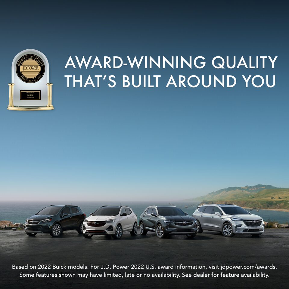Four Buick SUVs by the Ocean Winning the JD Power Award