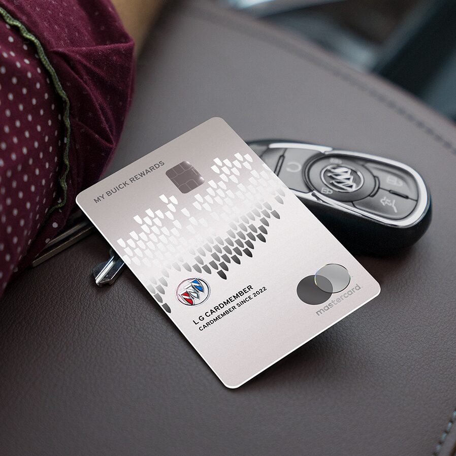 My Buick Rewards Card Laying on a Car Seat Next to Buick Keys