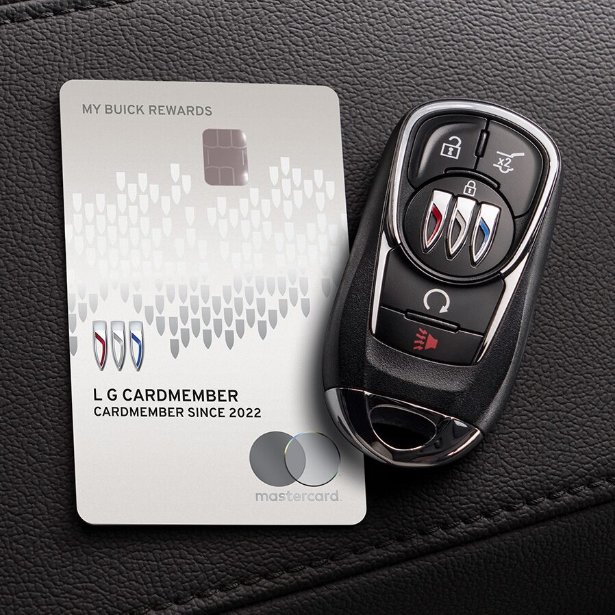 My Buick Rewards Card Laying on a Car Seat Next to Buick Keys
