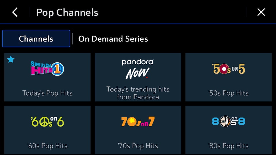Closeup of SiriusXM Channels