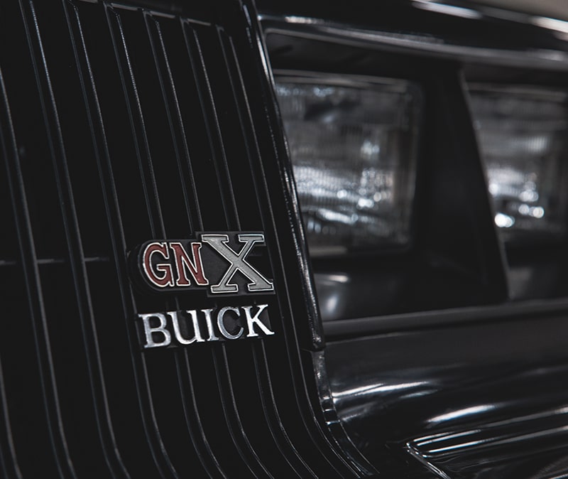 Close-up of the GNX Buick Badging on the Front of the Vehicle