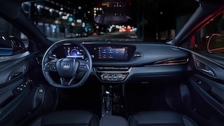 Interior View of the Steering Wheel, Dashboard, and Infotainment Screen in the Buick Envista Compact Crossover