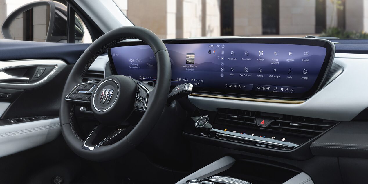 Interior View of the Buick’s Steering Wheel and Dashboard