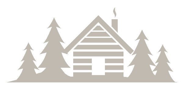 Illustration of a Little Cabin in the Woods Surrounded by Pine Trees