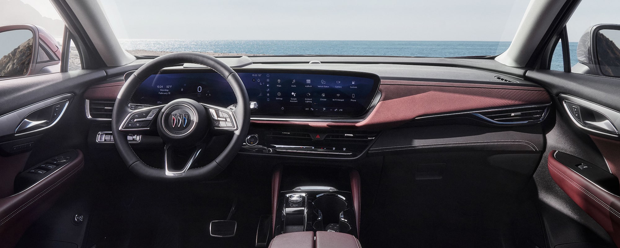 The Modern Interior of a Buick SUV Features a Digital Dashboard and a Large Infotainment Screen