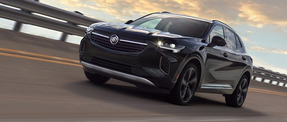 The Buick Enclave Cruising on an Open Highway on a Cloudy Day
