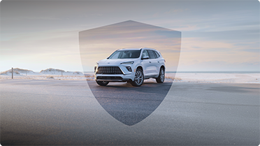 Buick SUV protected by shield graphic symbolizing Buick Protection Plans coverage.