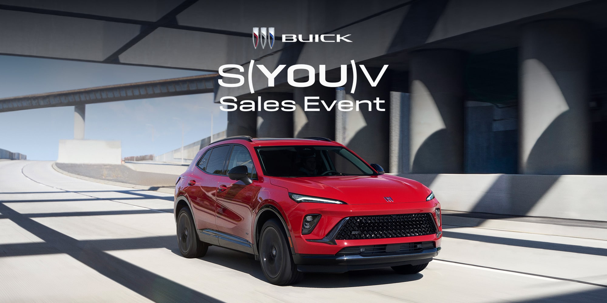 Red Buick Envision with S(YOU)V Sales Event Logo