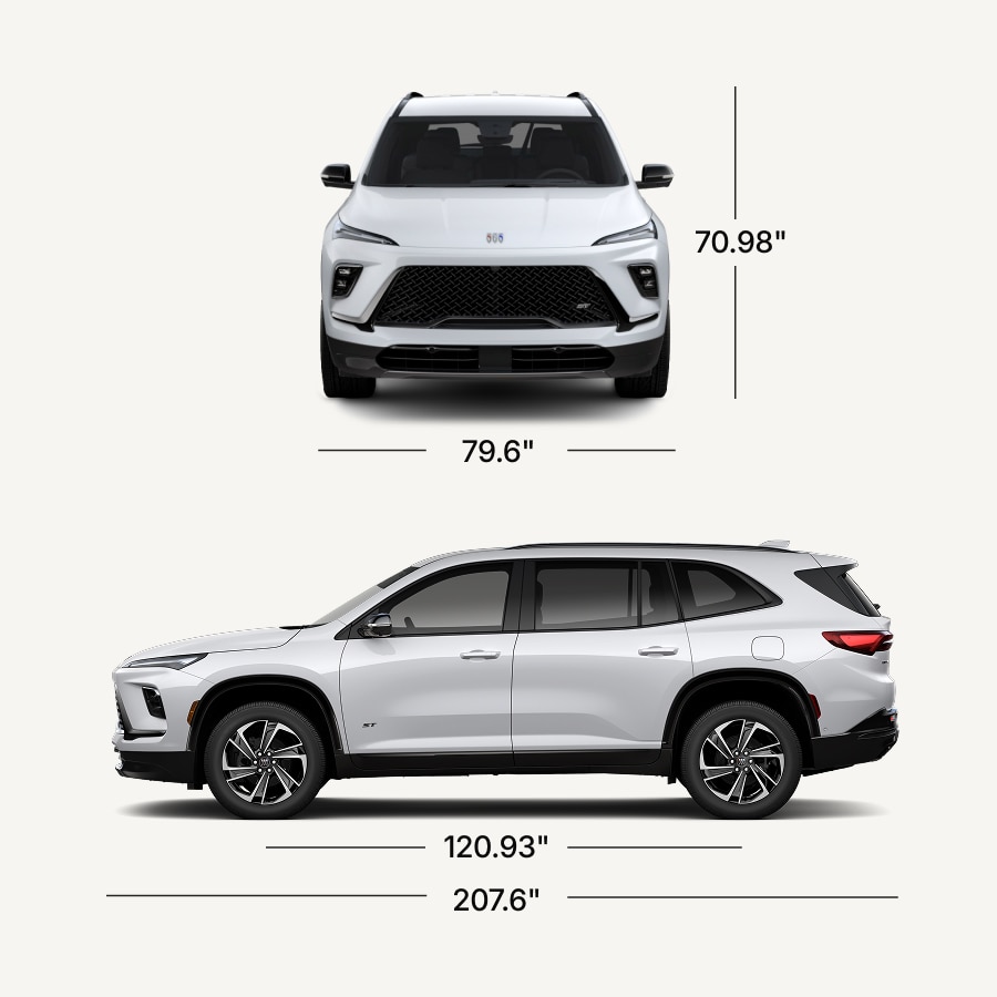 Buick Enclave ST SUV Dimensions Showing Front and Side Profiles