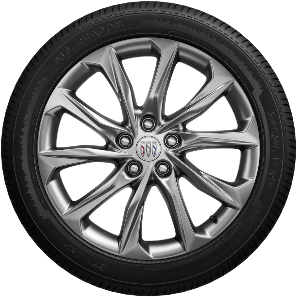 A Silver Buick Multi-Spoke Wheel with a Buick Logo in the Center
