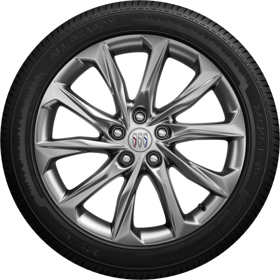 A Silver Buick Multi-Spoke Wheel with a Buick Logo in the Center