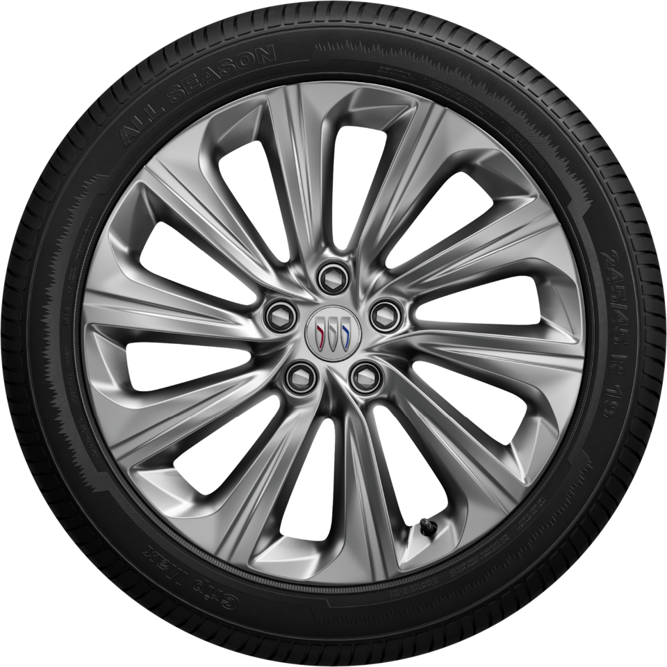 A Silver Buick Multi-Spoke Wheel with a Buick Logo in the Center