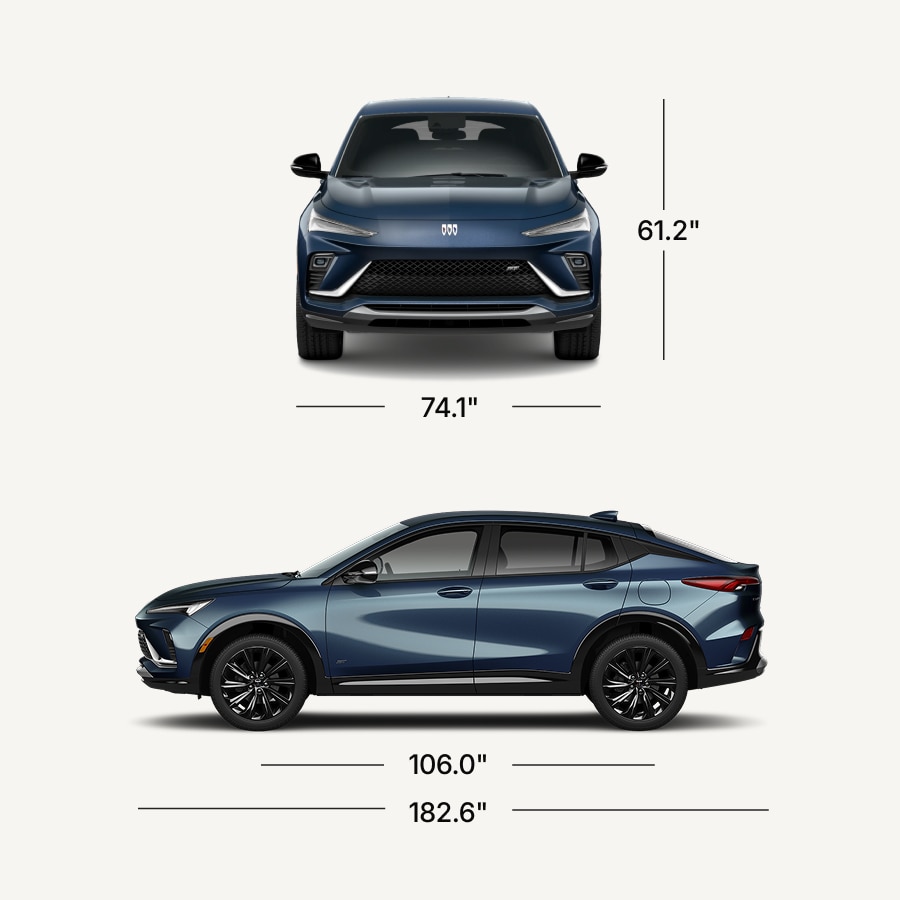 A Dark Blue Buick Envista ST Presented From the Front and Side Views