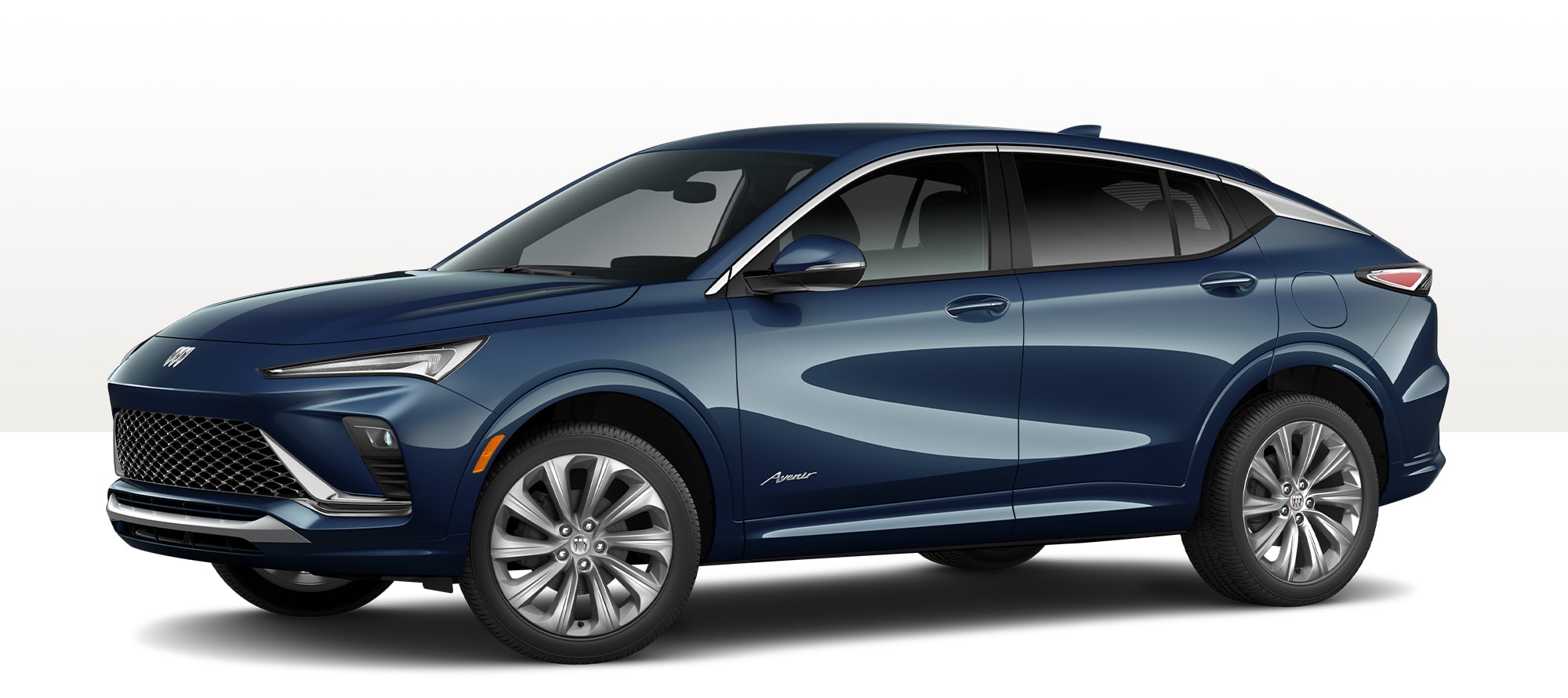 A 2026 Buick Envista Avenir SUV in Dark Blue on a Clean Studio Background