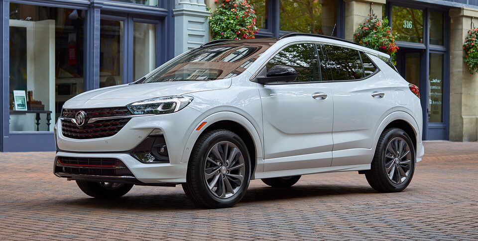 The 2023 Buick Encore GX Hero Parked on a Downtown Main Street