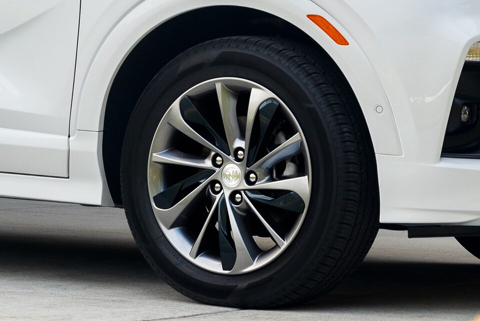 The Sleek Wheel Design and Summit White Finish of the Buick Encore GX