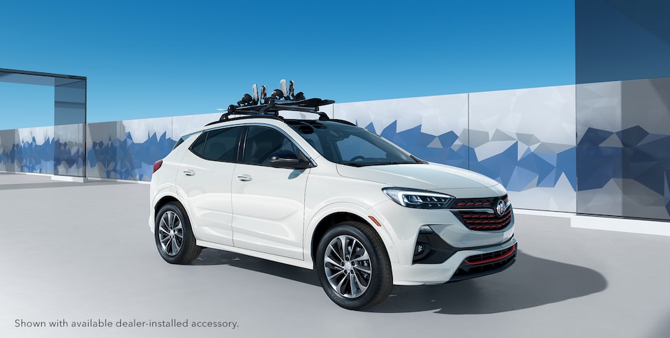 2021 Buick Encore GX ST Sporty SUV with snowboard on roof rails