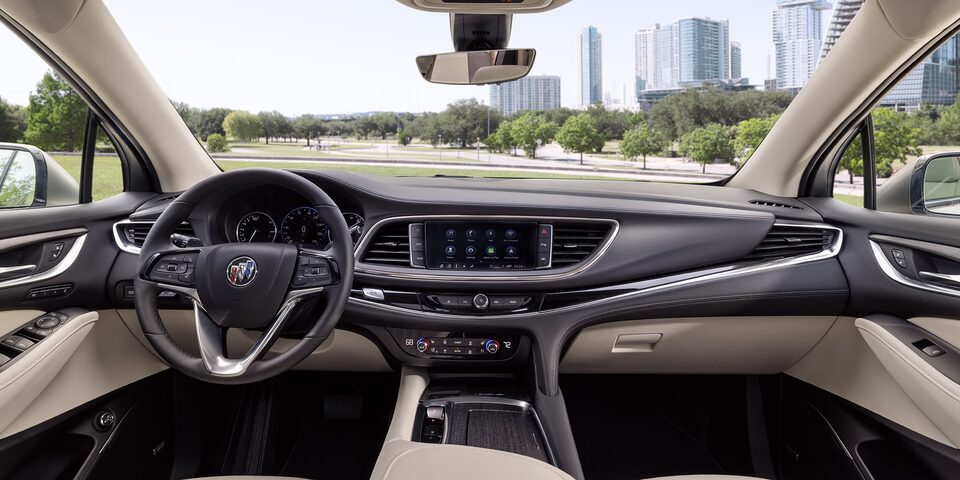 A Shot of the Front of the Buick Enclave Including the Steering Wheel