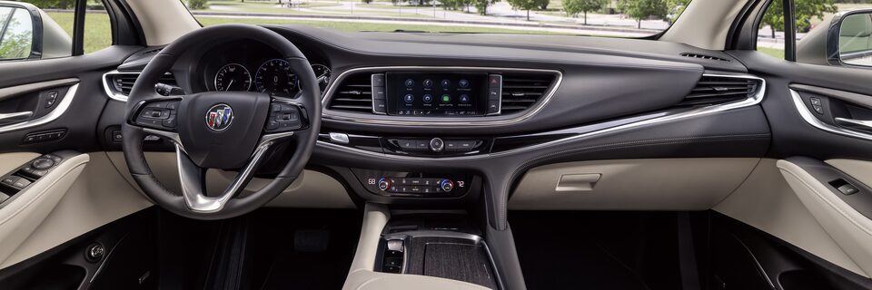 A Shot of the Front of the Buick Enclave Including the Steering Wheel