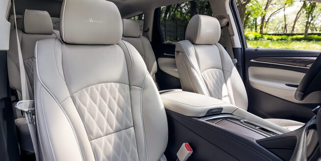 Close-up on the Stitched Leather Seating of the Buick Enclave