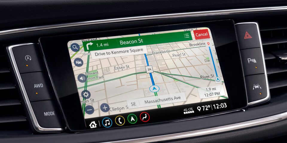 Google Maps Being Displayed on the Infotainment System of the Buick Enclave