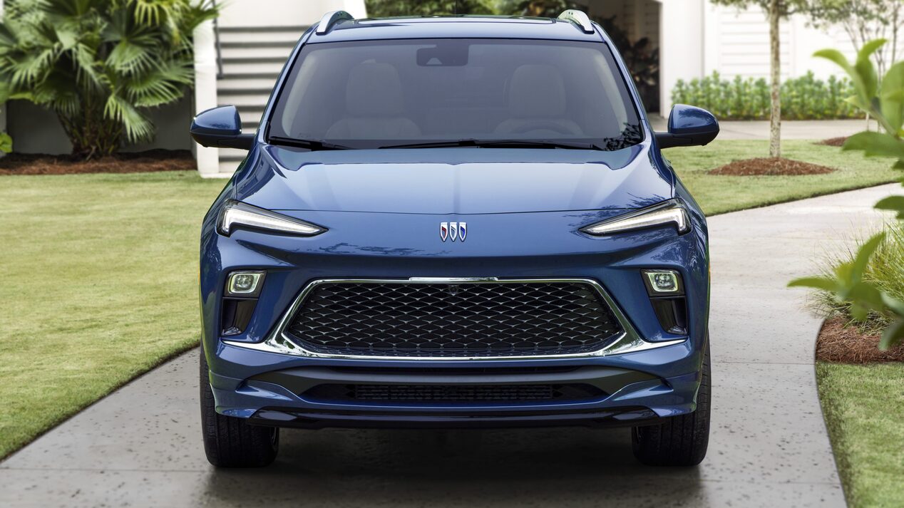 Front End View Of The 2024 Buick Encore GX Avenir In Driveway