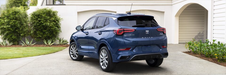 A Rear Shot of the Buick Encore GX Avenir Parked in a Driveway