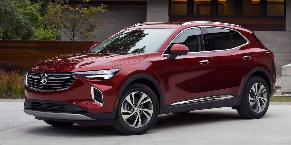 A Red Buick Envision Parked in a Driveway