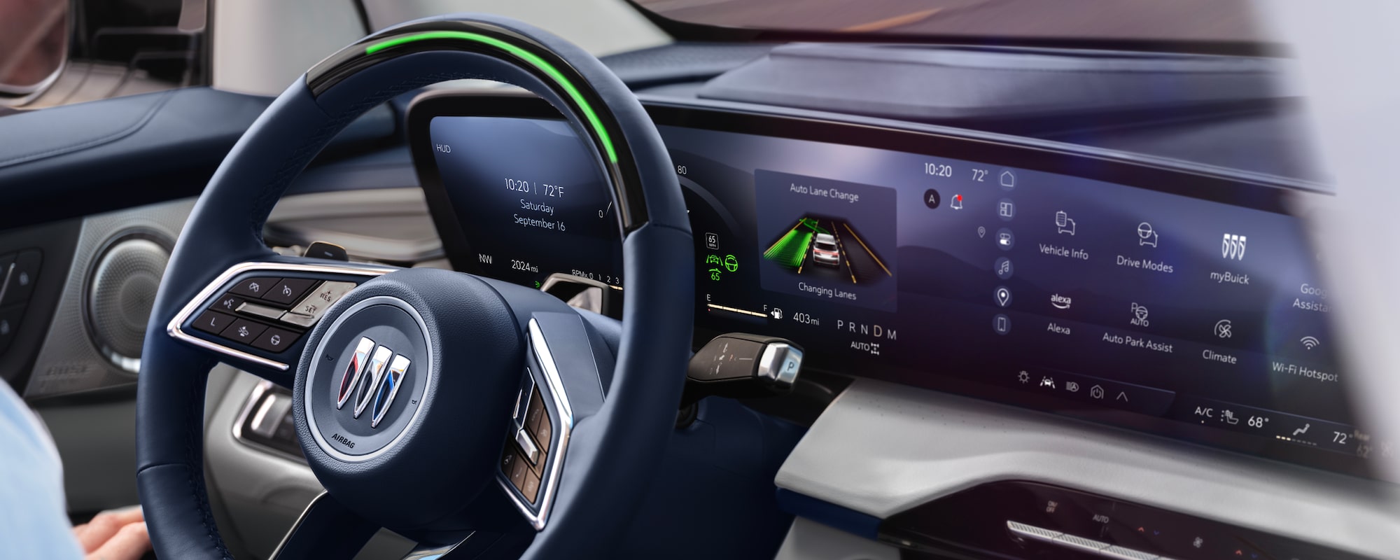 2025 Buick Enclave interior dash with available supercruise driver-assist technology. 