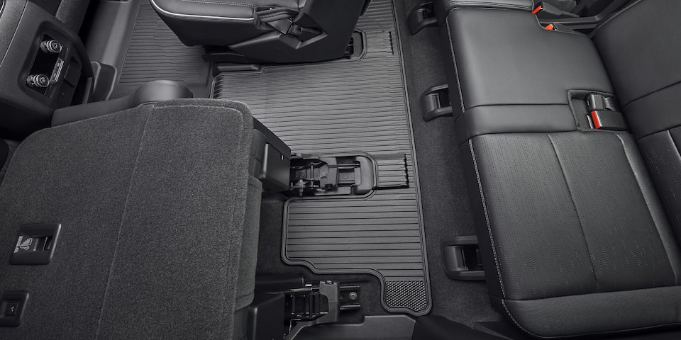 Bird's-eye View of a 2025 Buick Enclave 3 Row SUV with the Driver’s Seat Folded Down