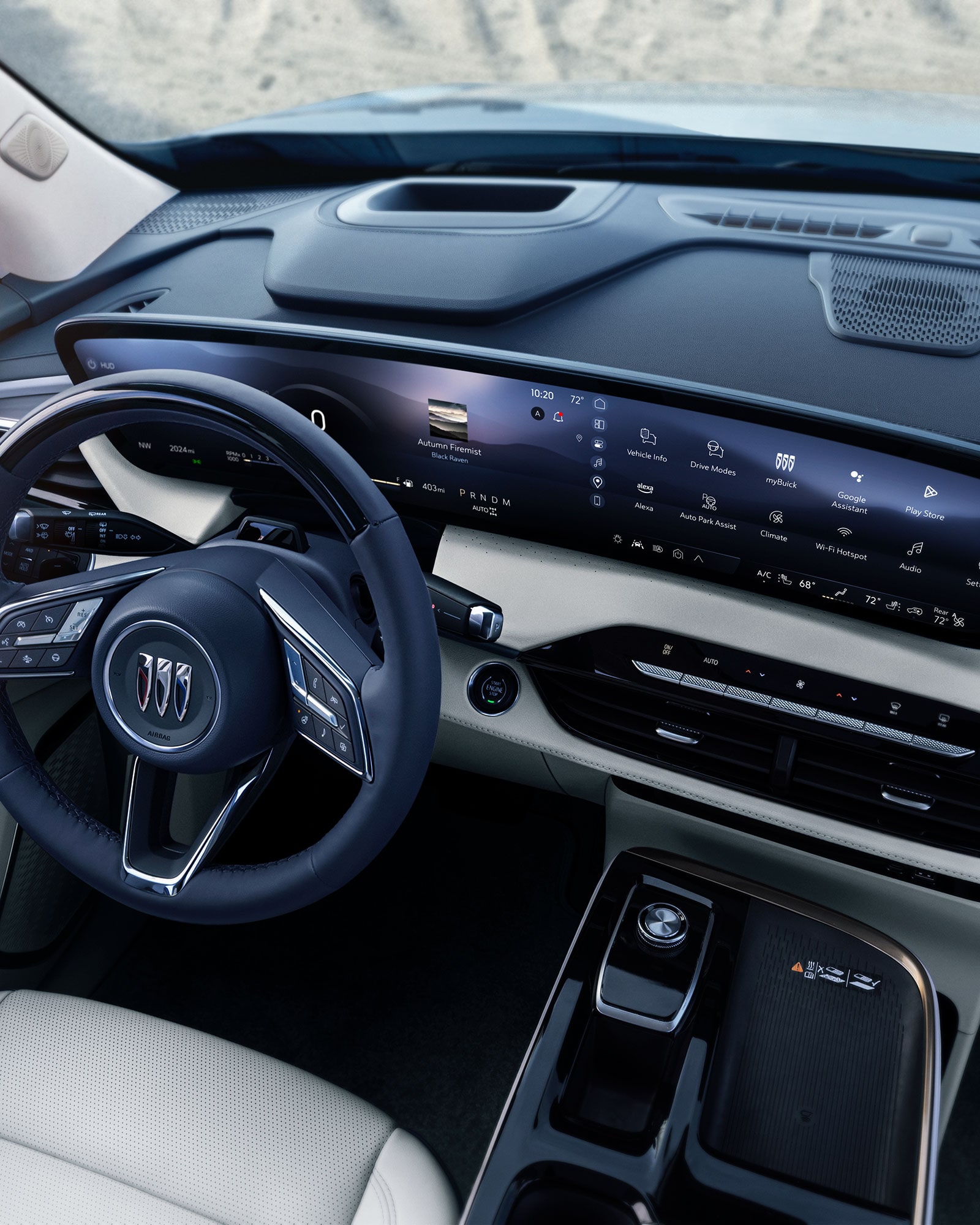 Video Thumbnail Driver’s Seat View of the Steering Wheel and Frontal Space of a 2026 Buick Enclave Interior