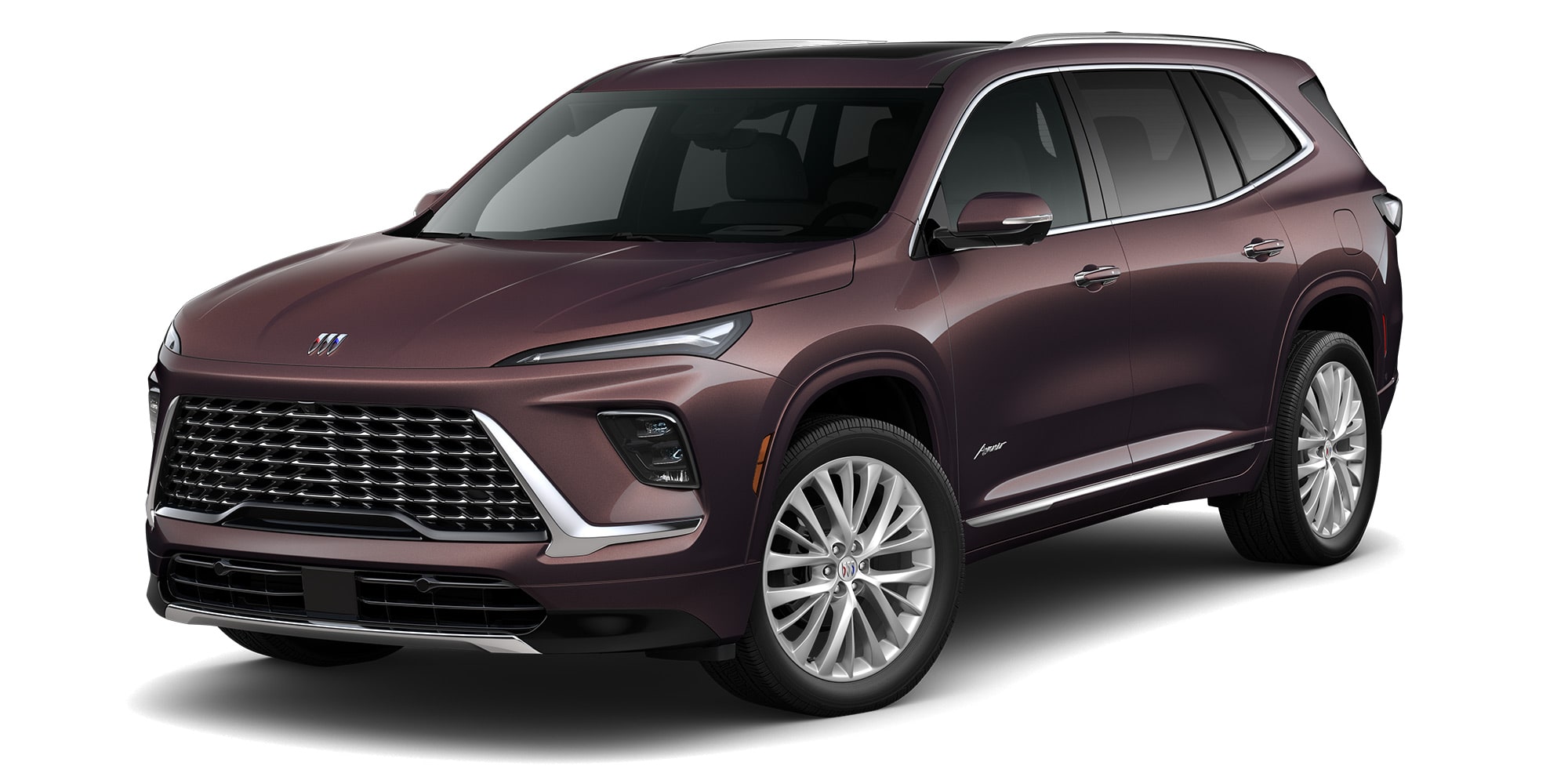 Front Three-Quarters View of a Smokey Amethyst Metallic 2026 Buick Enclave Anenir Luxury Mid-Size SUV