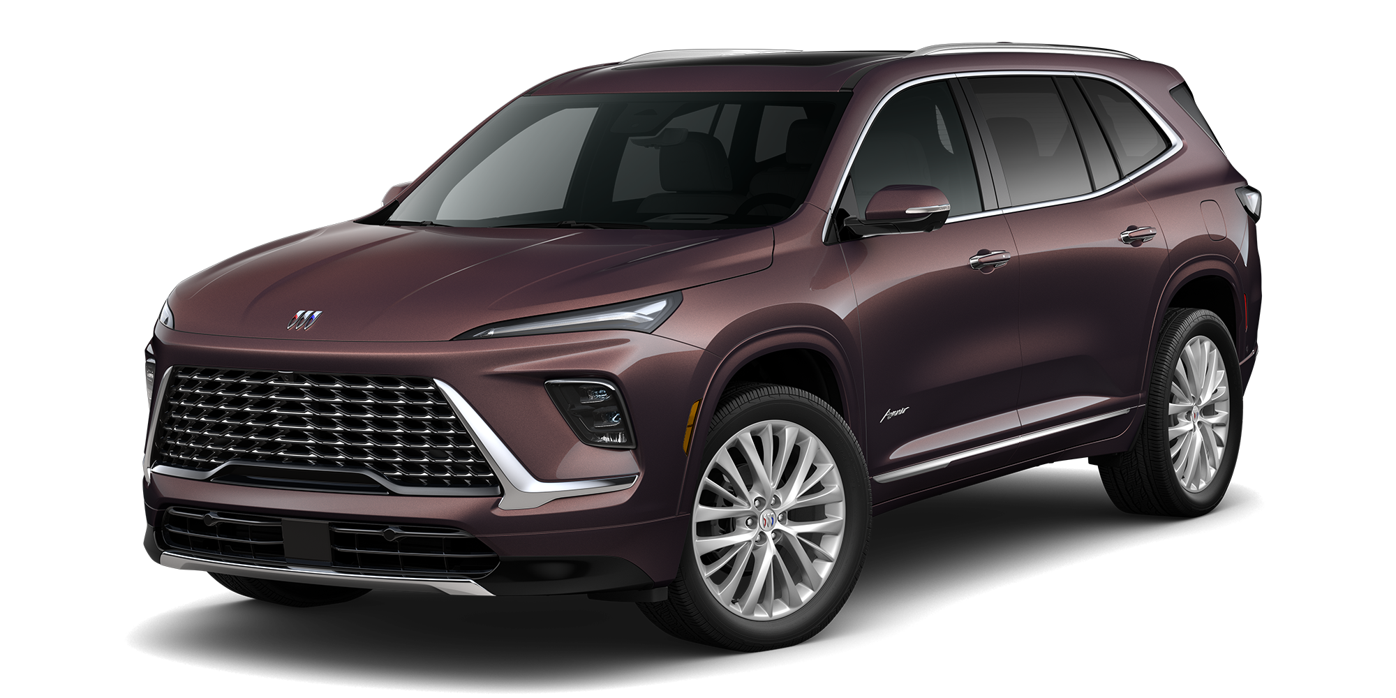 Front Three-Quarters View of a Smokey Amethyst Metallic 2026 Buick Enclave Anenir Luxury Mid-Size SUV