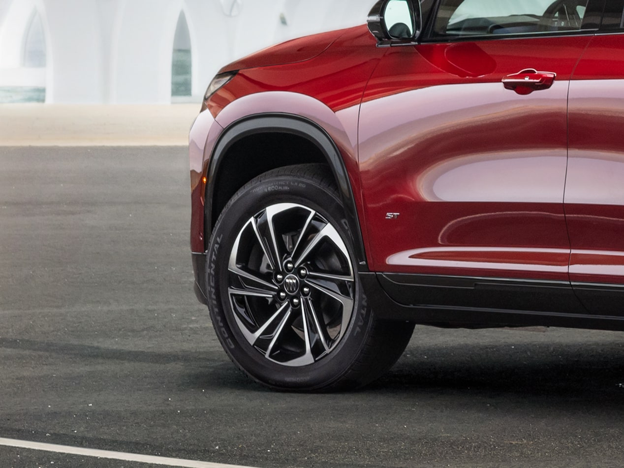 Close-up View of a Red Buick 2026 Enclave Front Tire