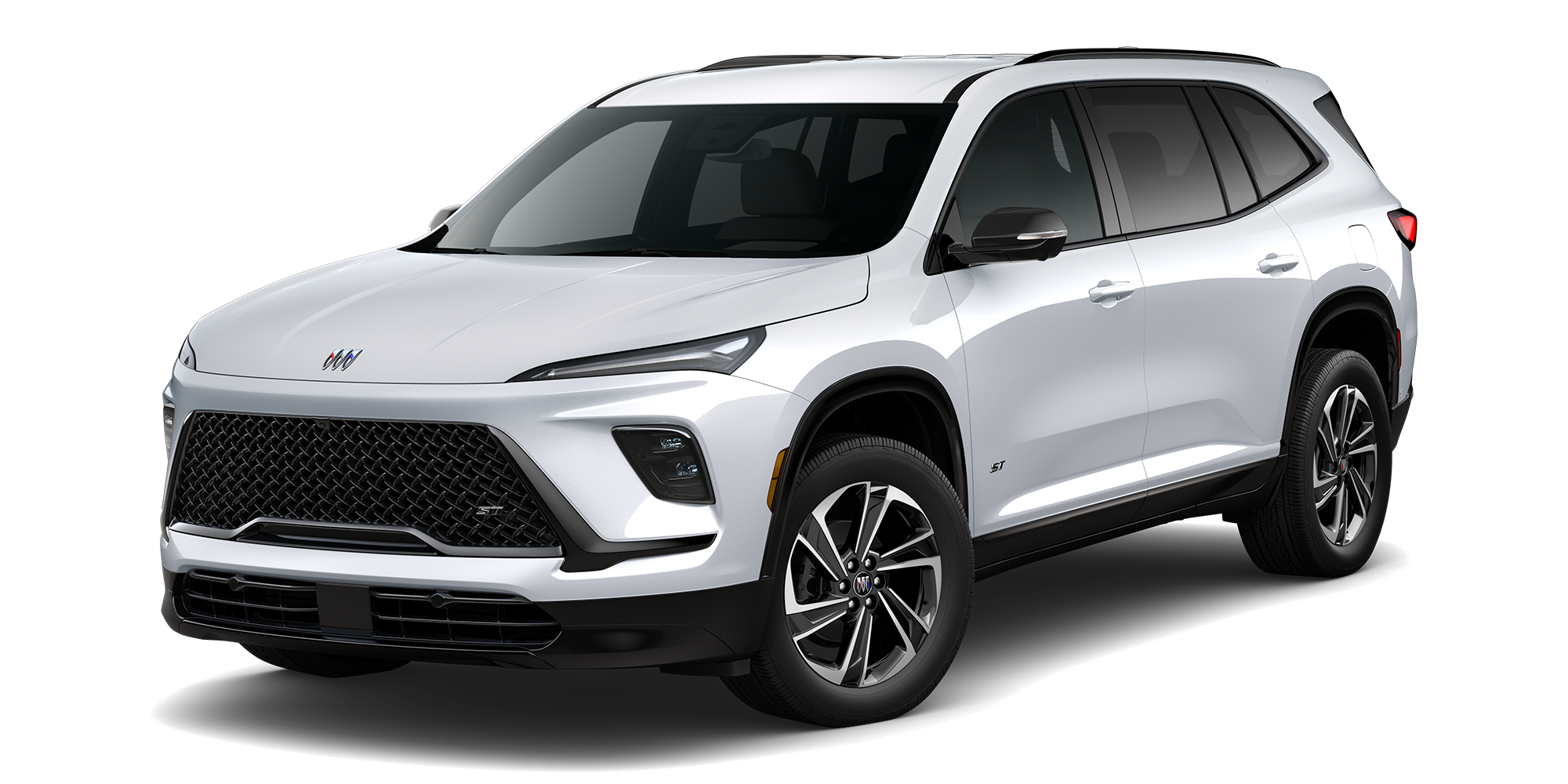 Front Three-Quarters View of a White 2026 Buick Enclave ST Sporty Mid-Size SUV