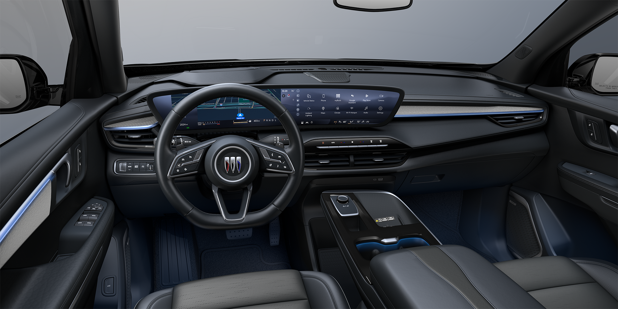 A View of the Front Interior with Steering Wheel and Dashboard of a 2026 Buick Enclave