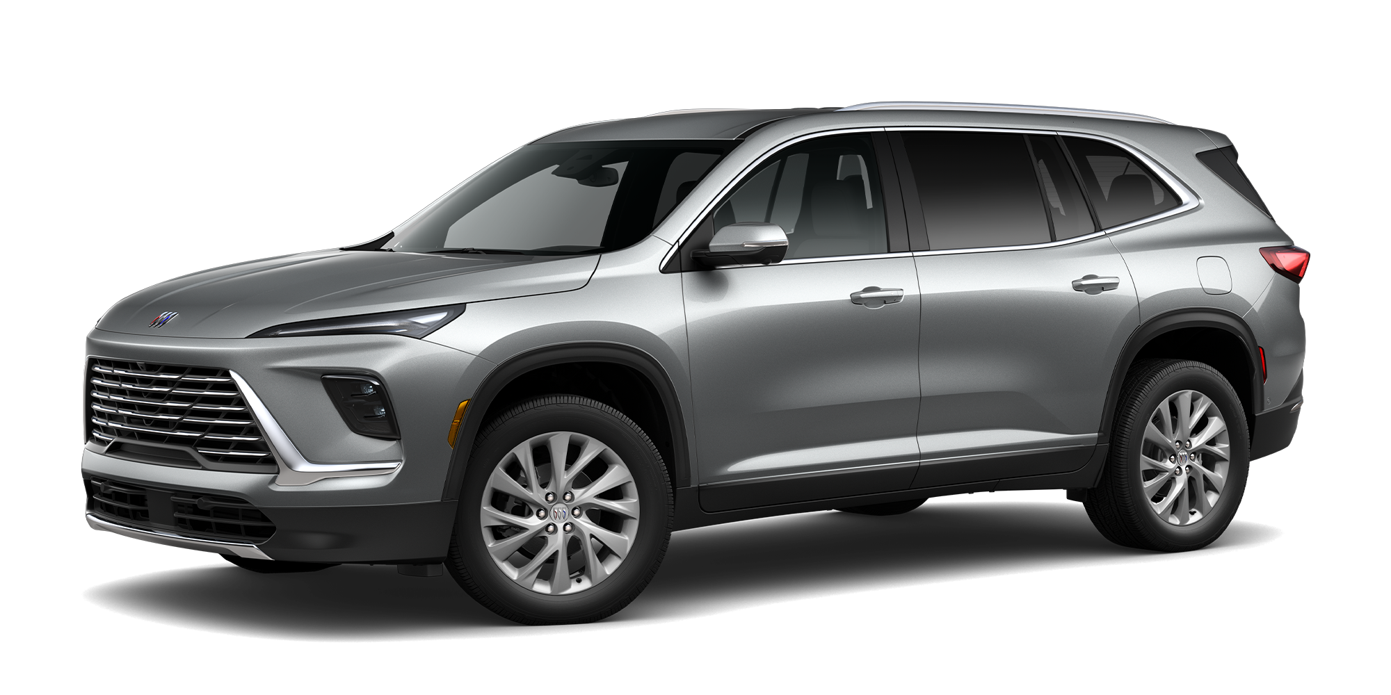 Three-Quarters View of a Silver 2026 Buick Enclave Preferred Mid-Size SUV
