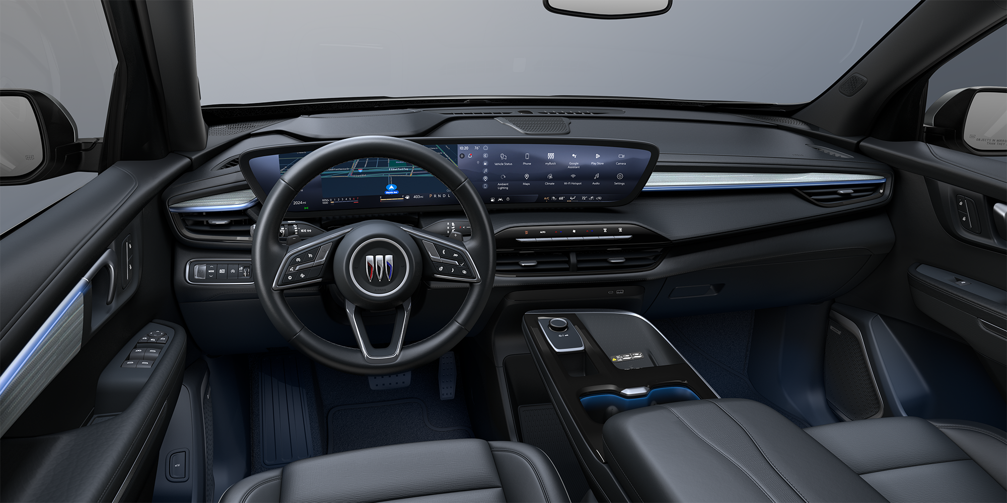 A View of the Front Interior with Steering Wheel and Dashboard of a 2026 Buick Enclave