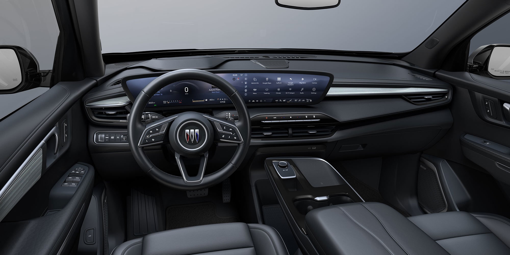 A View of the Front Interior with Steering Wheel and Dashboard of a 2026 Buick Enclave