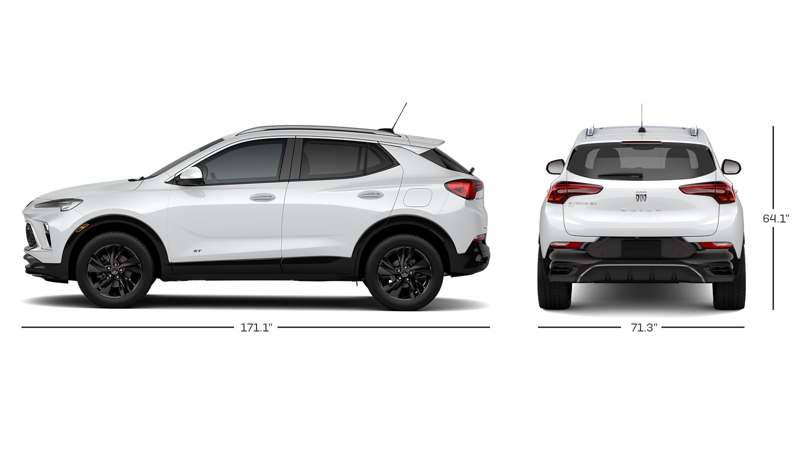 Profile and Rear View of the 2026 Buick Encore GX ST Sporty SUV Specs and Measurements