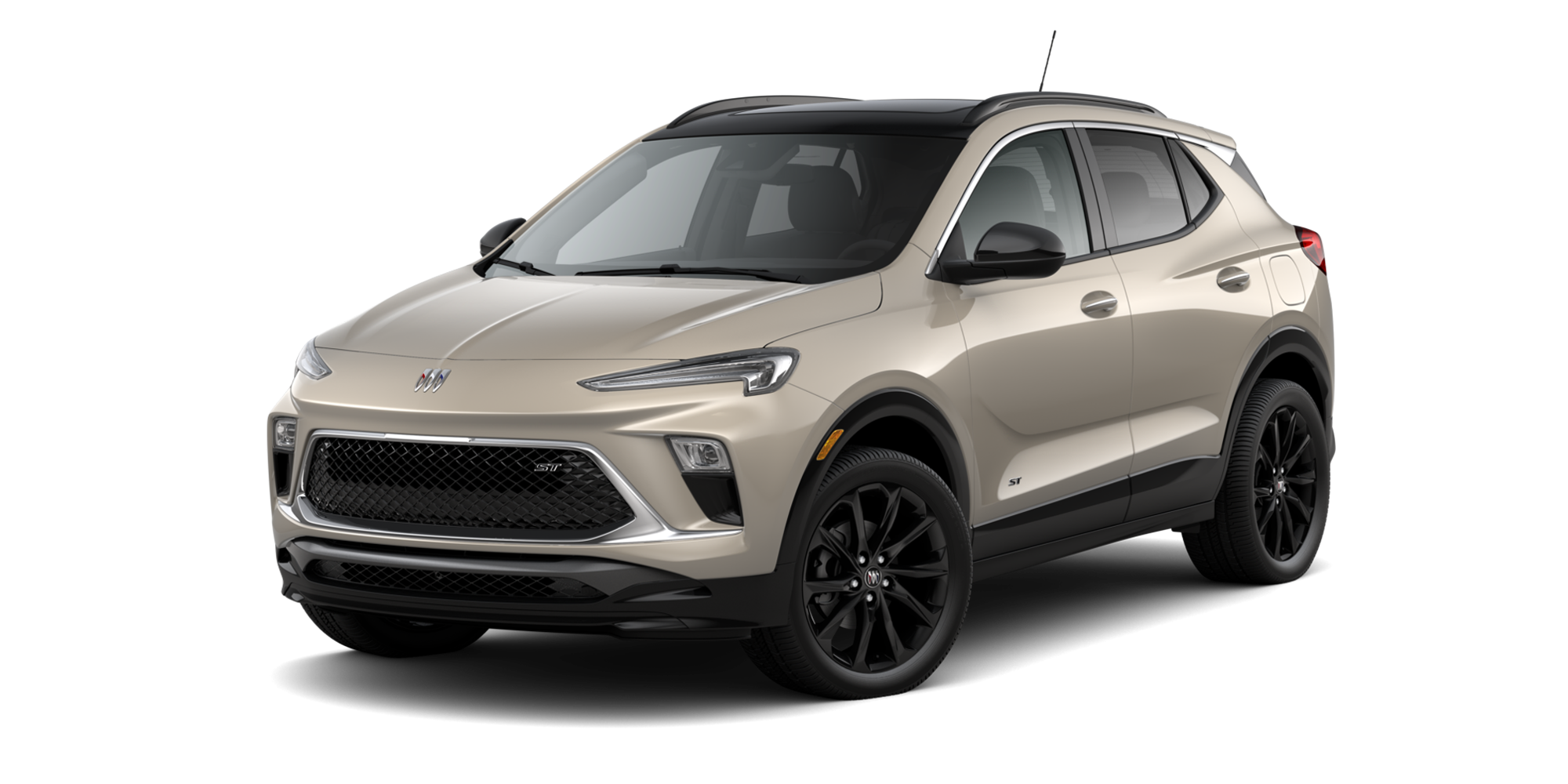 Front Three-Quarters View of the 2026 Buick Encore GX ST Sporty SUV in the Color Ceramic